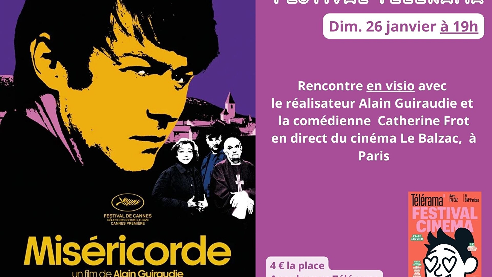 Séance-rencontre 'MISÉRICORDE' dans le cadre du Festival Télérama